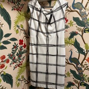 Le Chateau White and Black Plaid Dress